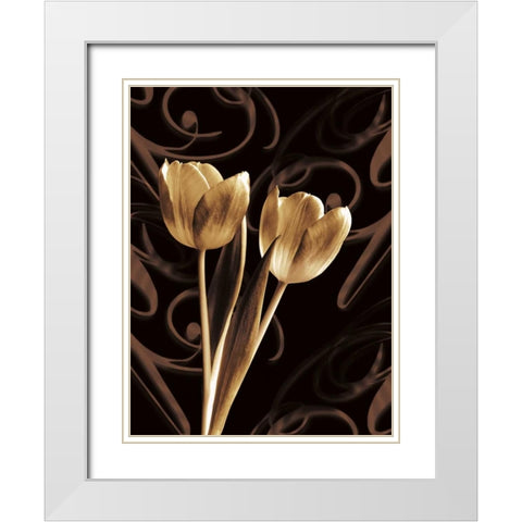 Floral Eloquence I White Modern Wood Framed Art Print with Double Matting by Szilagyi, Ily