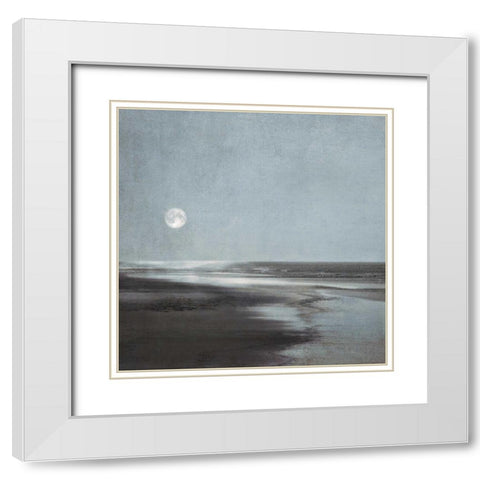 Moonlit Beach White Modern Wood Framed Art Print with Double Matting by Szilagyi, Ily