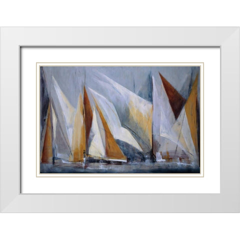 Ocean Regatta White Modern Wood Framed Art Print with Double Matting by Torres, Maria Antonia