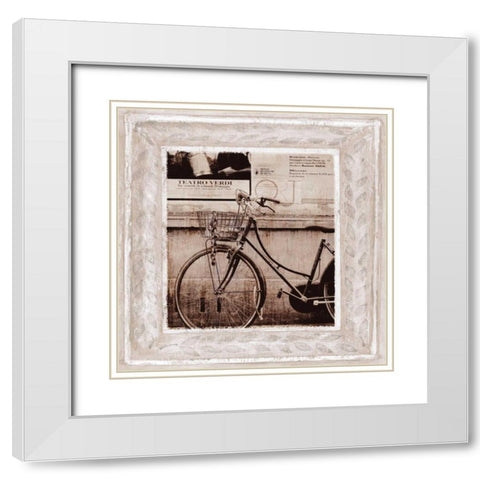Bicycle in Florence White Modern Wood Framed Art Print with Double Matting by Tarras, Teo
