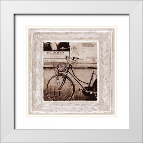 Bicycle in Florence White Modern Wood Framed Art Print with Double Matting by Tarras, Teo