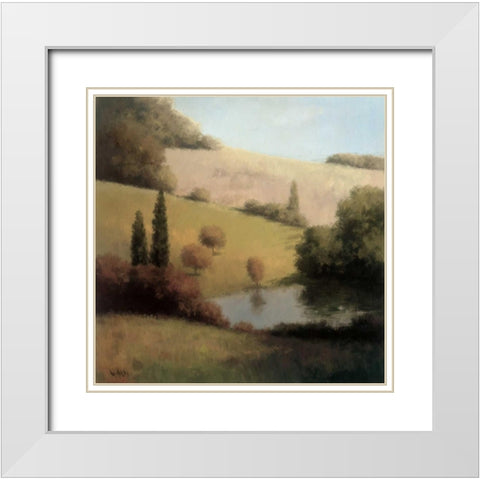 Inspired Hillsides I White Modern Wood Framed Art Print with Double Matting by Udell