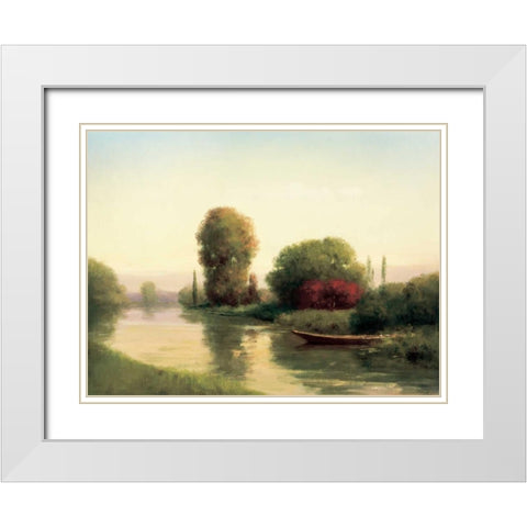 By the Riverside White Modern Wood Framed Art Print with Double Matting by Udell