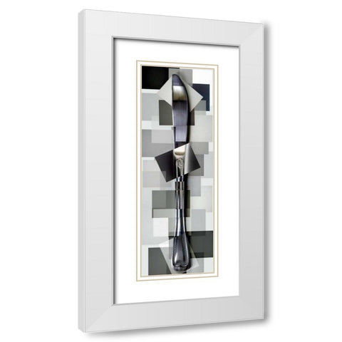 Knife White Modern Wood Framed Art Print with Double Matting by Ventosa, Pep