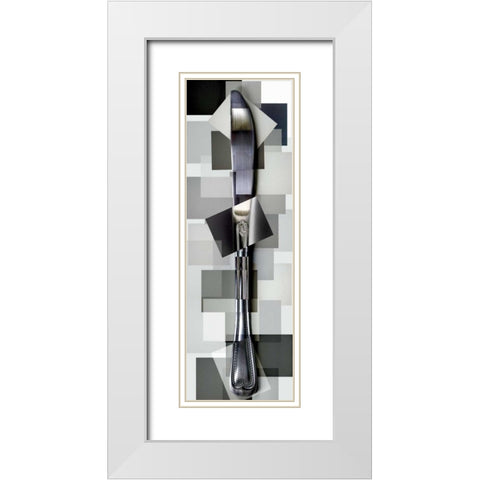 Knife White Modern Wood Framed Art Print with Double Matting by Ventosa, Pep