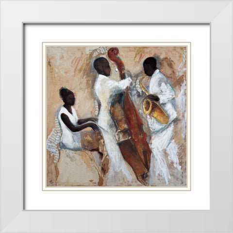 Night of Blues White Modern Wood Framed Art Print with Double Matting by Vila, Tat