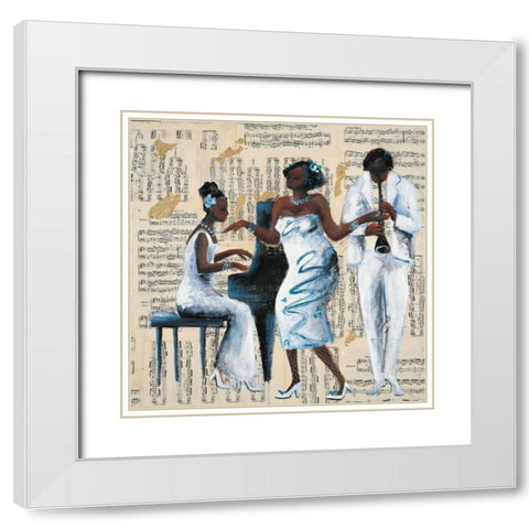 Blue Moon White Modern Wood Framed Art Print with Double Matting by Vila, Tat