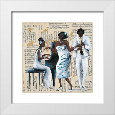 Blue Moon White Modern Wood Framed Art Print with Double Matting by Vila, Tat