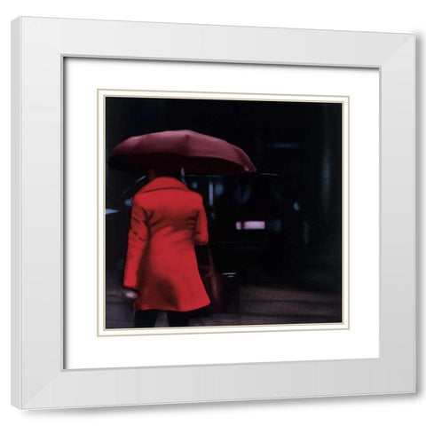 Lady in Red White Modern Wood Framed Art Print with Double Matting by Visa, Xavier