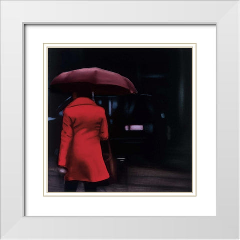 Lady in Red White Modern Wood Framed Art Print with Double Matting by Visa, Xavier
