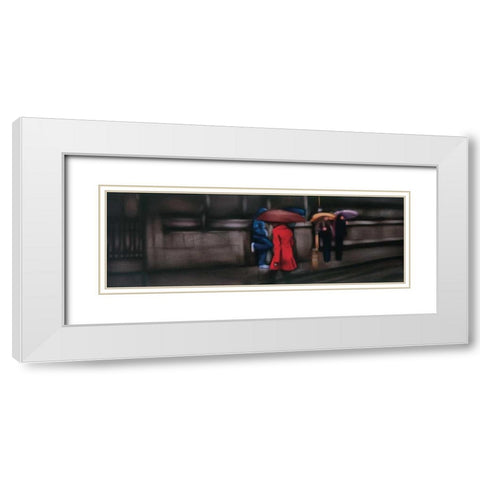 Down On The Street White Modern Wood Framed Art Print with Double Matting by Visa, Xavier