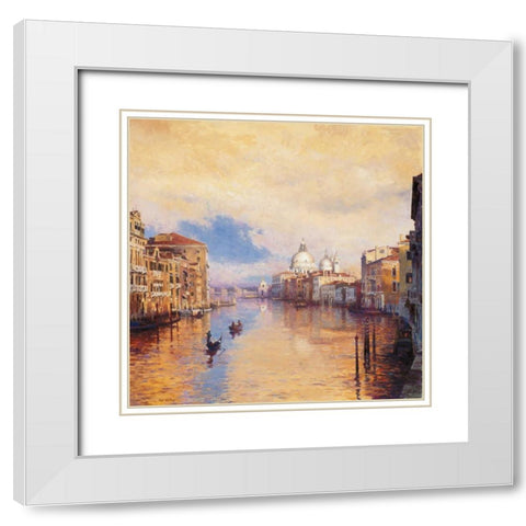 The Grand Canal White Modern Wood Framed Art Print with Double Matting by Walters, Curt
