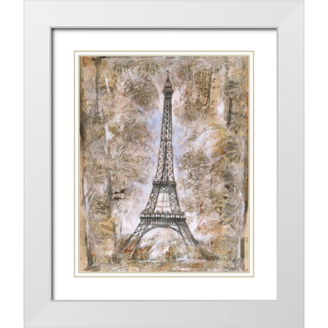 Eiffel Tower White Modern Wood Framed Art Print with Double Matting by Wiley, Marta G.
