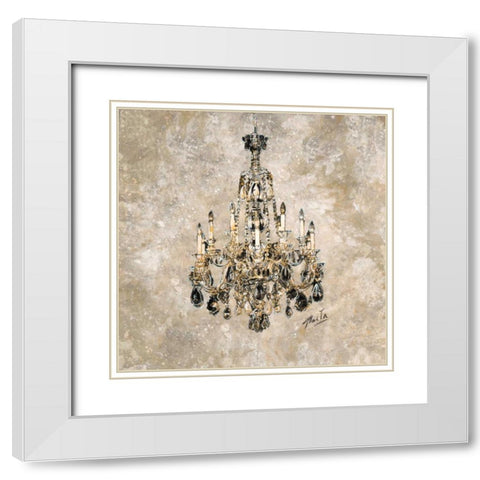 Champagne Chandelier White Modern Wood Framed Art Print with Double Matting by Wiley, Marta G.