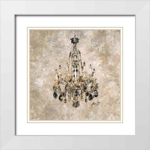 Champagne Chandelier White Modern Wood Framed Art Print with Double Matting by Wiley, Marta G.