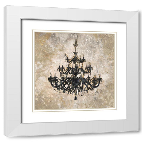 Onyx Chandelier White Modern Wood Framed Art Print with Double Matting by Wiley, Marta G.