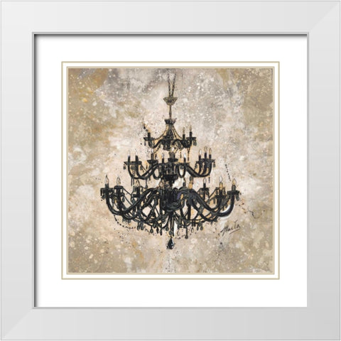 Onyx Chandelier White Modern Wood Framed Art Print with Double Matting by Wiley, Marta G.
