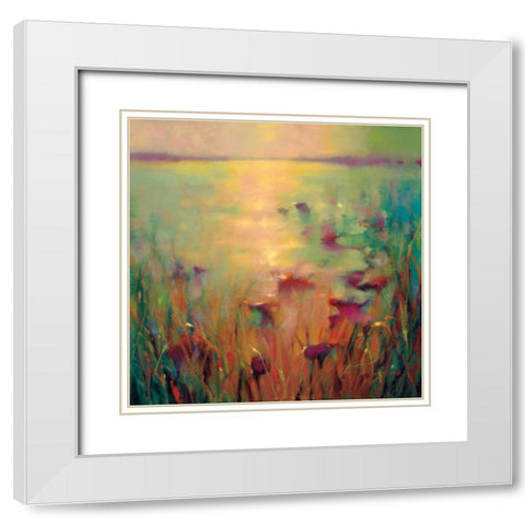 Morning White Modern Wood Framed Art Print with Double Matting by Young, Donna