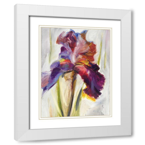 Colors of Iris I White Modern Wood Framed Art Print with Double Matting by Zielinska, Maria