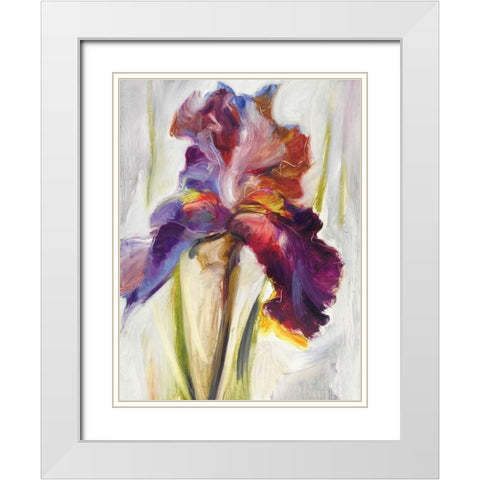 Colors of Iris I White Modern Wood Framed Art Print with Double Matting by Zielinska, Maria