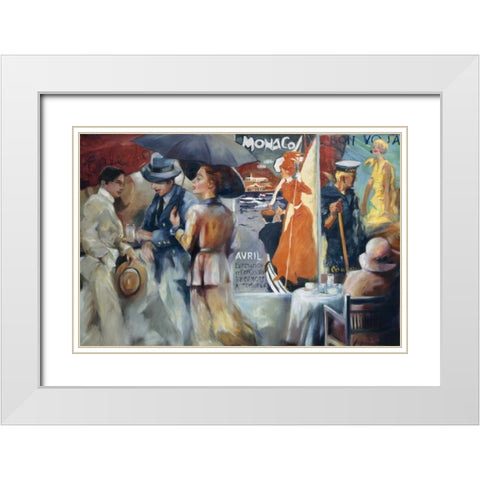 Cafe Bon Voyage White Modern Wood Framed Art Print with Double Matting by Zielinska, Maria