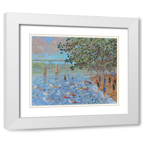 Sports Suite Terra Swimmers White Modern Wood Framed Art Print with Double Matting by Bajility, Andra