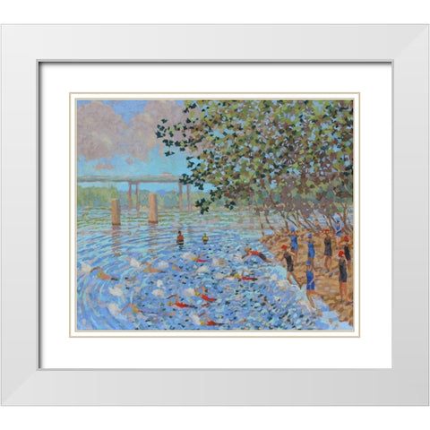 Sports Suite Terra Swimmers White Modern Wood Framed Art Print with Double Matting by Bajility, Andra