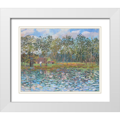 Nimrod Boys Camp Pond White Modern Wood Framed Art Print with Double Matting by Bajility, Andra