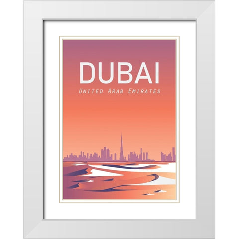 Dubai White Modern Wood Framed Art Print with Double Matting by Artic Frame Studio