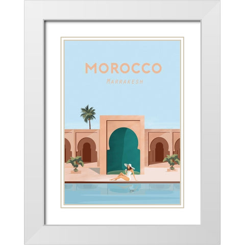 Moroco White Modern Wood Framed Art Print with Double Matting by Artic Frame Studio