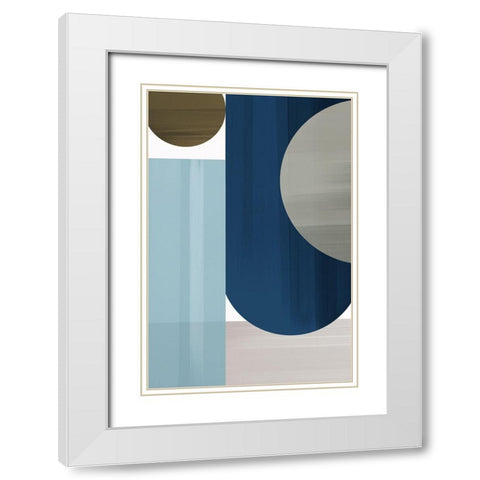 Abstract Blue V White Modern Wood Framed Art Print with Double Matting by Artic Frame Studio