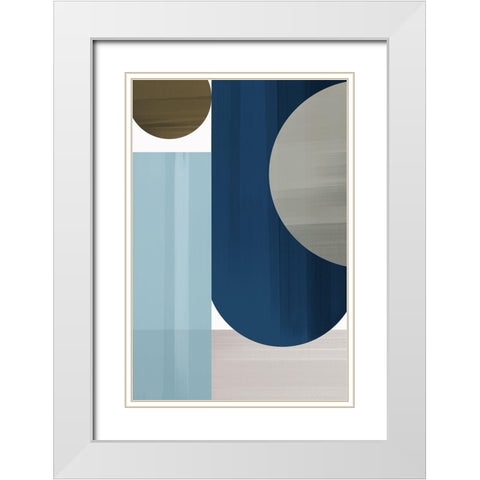 Abstract Blue V White Modern Wood Framed Art Print with Double Matting by Artic Frame Studio
