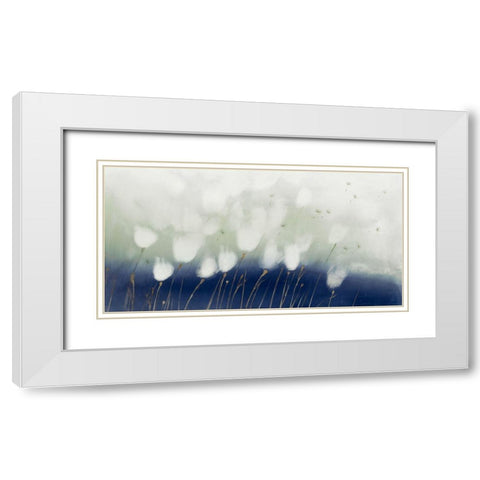 Soft Blue Florals  White Modern Wood Framed Art Print with Double Matting by Aria K