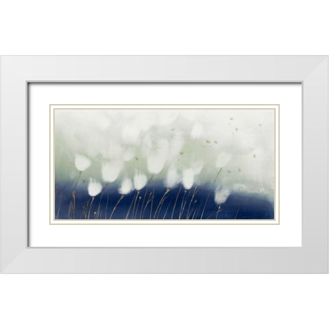 Soft Blue Florals  White Modern Wood Framed Art Print with Double Matting by Aria K