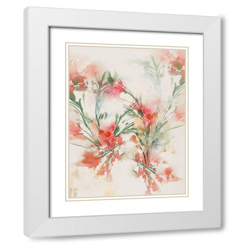 Red Flowers II White Modern Wood Framed Art Print with Double Matting by Aria K
