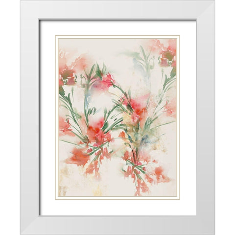 Red Flowers II White Modern Wood Framed Art Print with Double Matting by Aria K