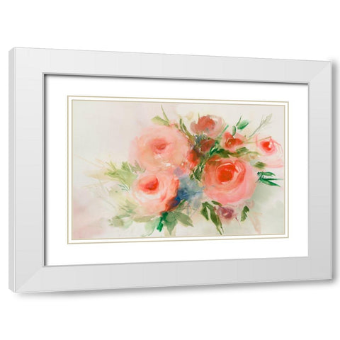 Dreamy Florals I  White Modern Wood Framed Art Print with Double Matting by Aria K