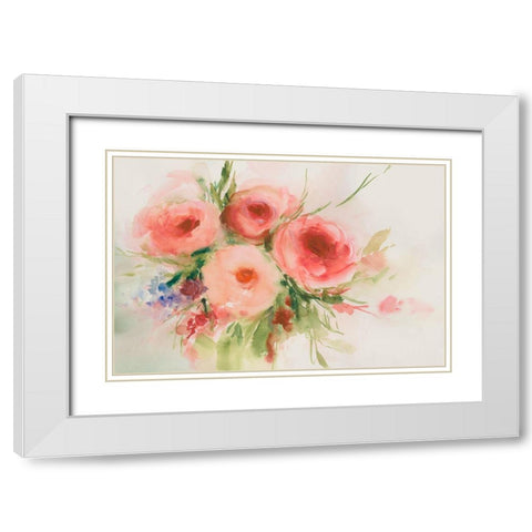 Dreamy Florals II White Modern Wood Framed Art Print with Double Matting by Aria K