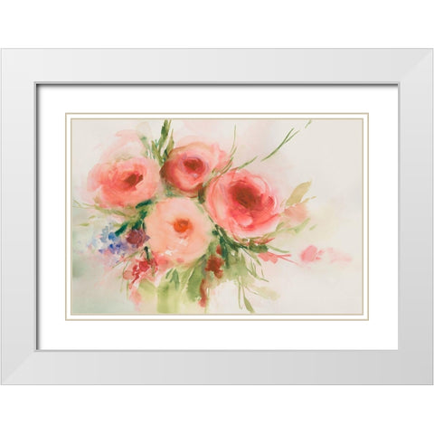 Dreamy Florals II White Modern Wood Framed Art Print with Double Matting by Aria K