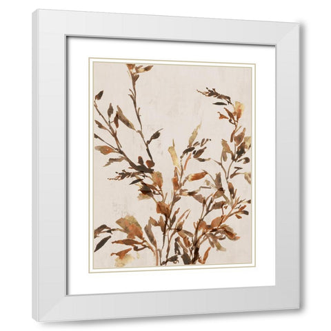 Golden Frond I  White Modern Wood Framed Art Print with Double Matting by Aria K
