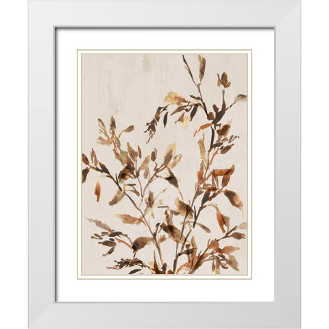 Golden Frond II  White Modern Wood Framed Art Print with Double Matting by Aria K