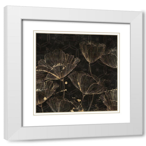 Midnight Blossoms I  White Modern Wood Framed Art Print with Double Matting by Aria K