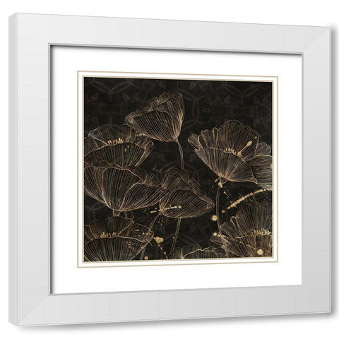 Midnight Blossoms II  White Modern Wood Framed Art Print with Double Matting by Aria K
