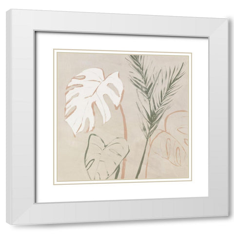Boho Palms I  White Modern Wood Framed Art Print with Double Matting by Aria K