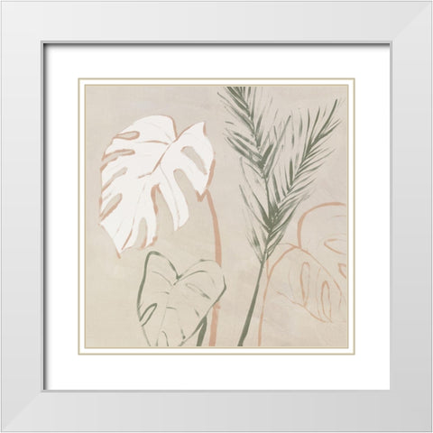 Boho Palms I  White Modern Wood Framed Art Print with Double Matting by Aria K