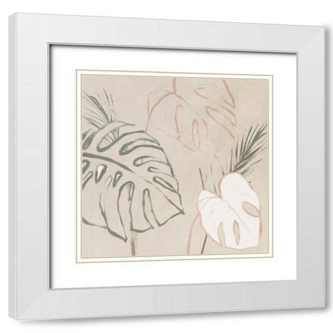 Boho Palms II White Modern Wood Framed Art Print with Double Matting by Aria K