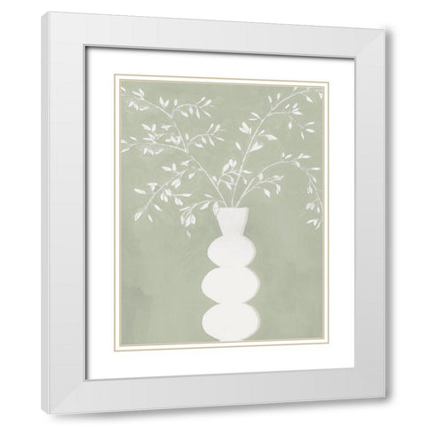 Sage Vase I  White Modern Wood Framed Art Print with Double Matting by Aria K