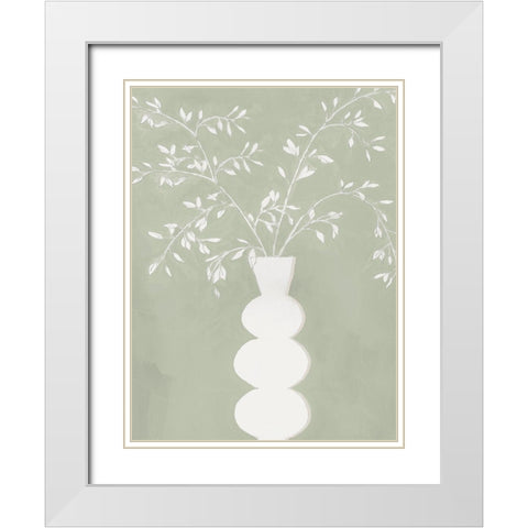 Sage Vase I  White Modern Wood Framed Art Print with Double Matting by Aria K