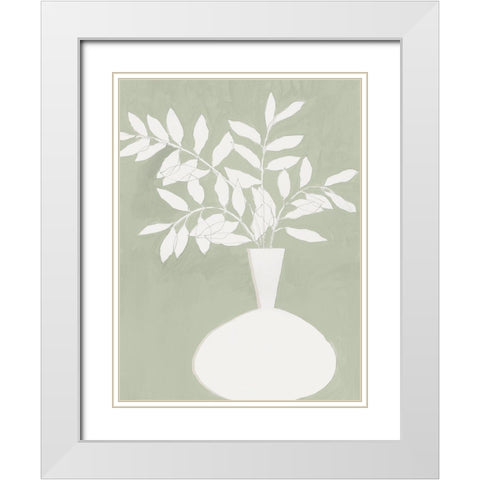 Sage Vase II White Modern Wood Framed Art Print with Double Matting by Aria K