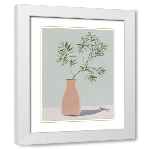 Terracotta Vase II White Modern Wood Framed Art Print with Double Matting by Aria K